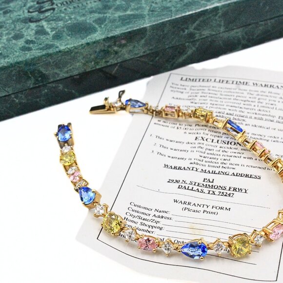 Hallmarked Suzanne Somers Pastel Color Crystal Sterling Silver Bracelet - Picture 14 of 15